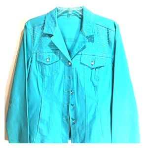 Beautiful tailored rhinestone turquoise jacket